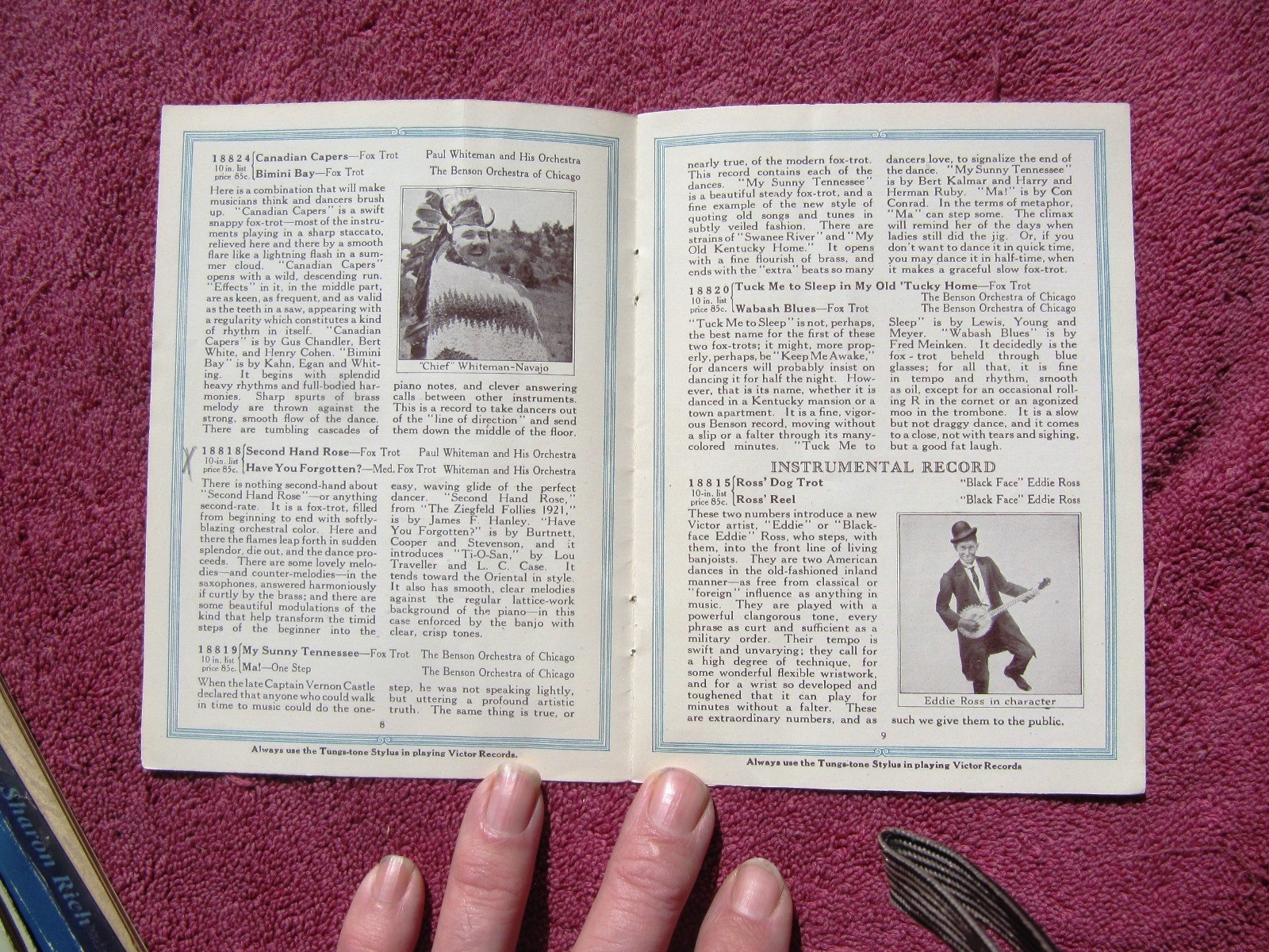 WURLITZER New VICTOR RECORDS Dec 1921 Pearl Fishers Whiteman Rachmaninov CATALOG