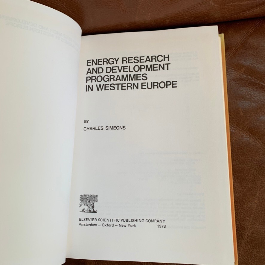 Energy research and development programmes Western Europe Charles Simeons BooK