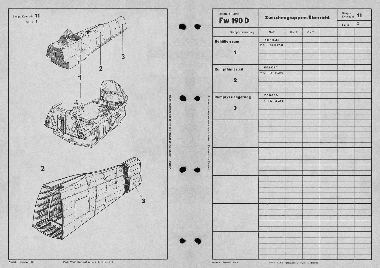 WWII German Parts Manual 1000+ pages ! ILLUSTRATED For Focke Wulf FW190 D-9