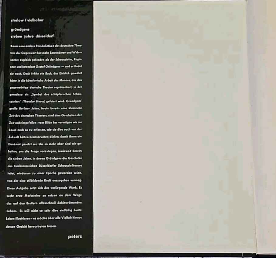 Gustaf Gründgens Grundgens Seven Years Dusseldorf Book Hans Peters 1954 Vintage