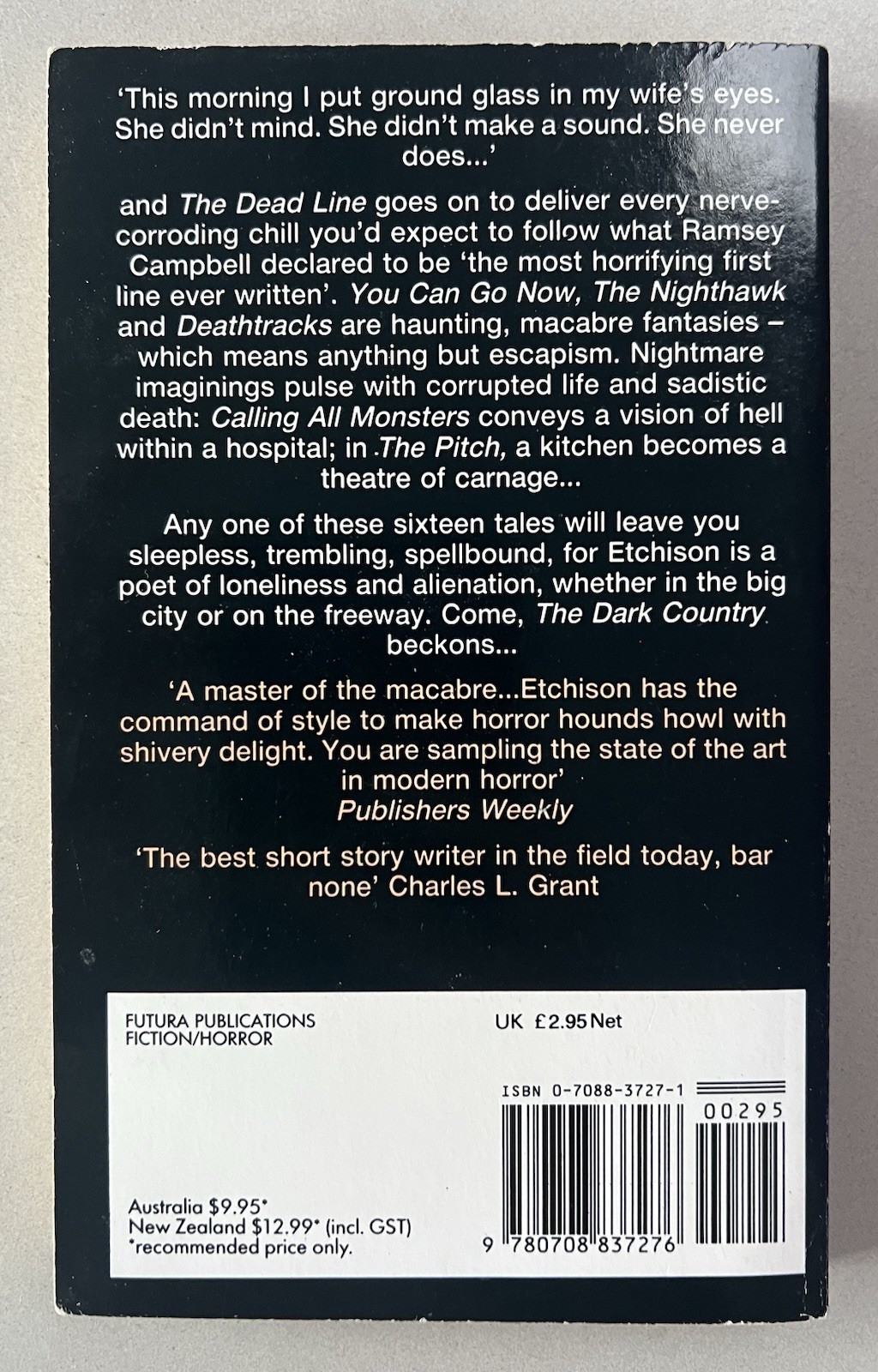 Vintage 1982 The Dark Country Dennis Etchison Paperback Horror Fiction Book