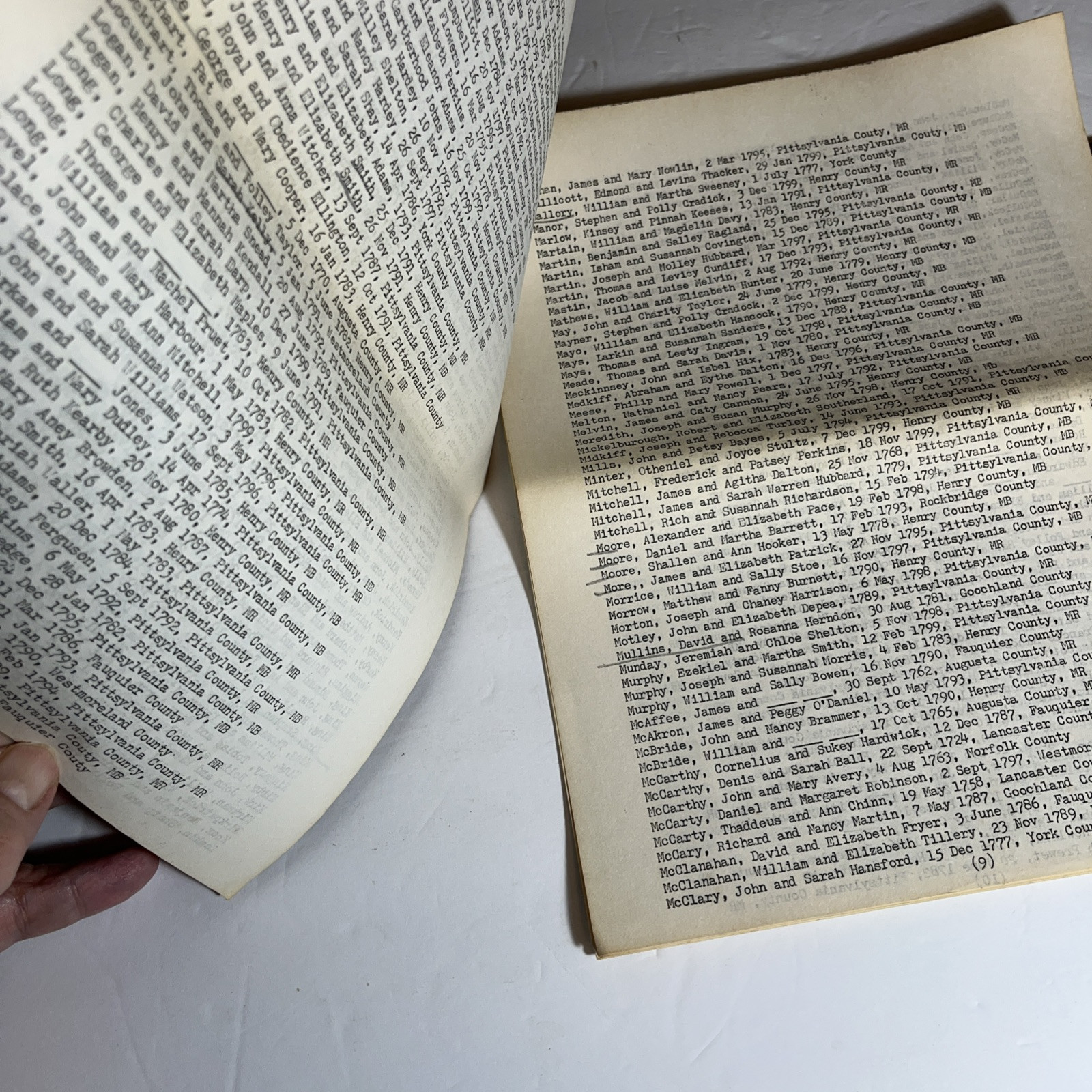 SOME VIRGINIA MARRIAGES Genealogy Records 1700-1799 Pioneer Colonists Book pages