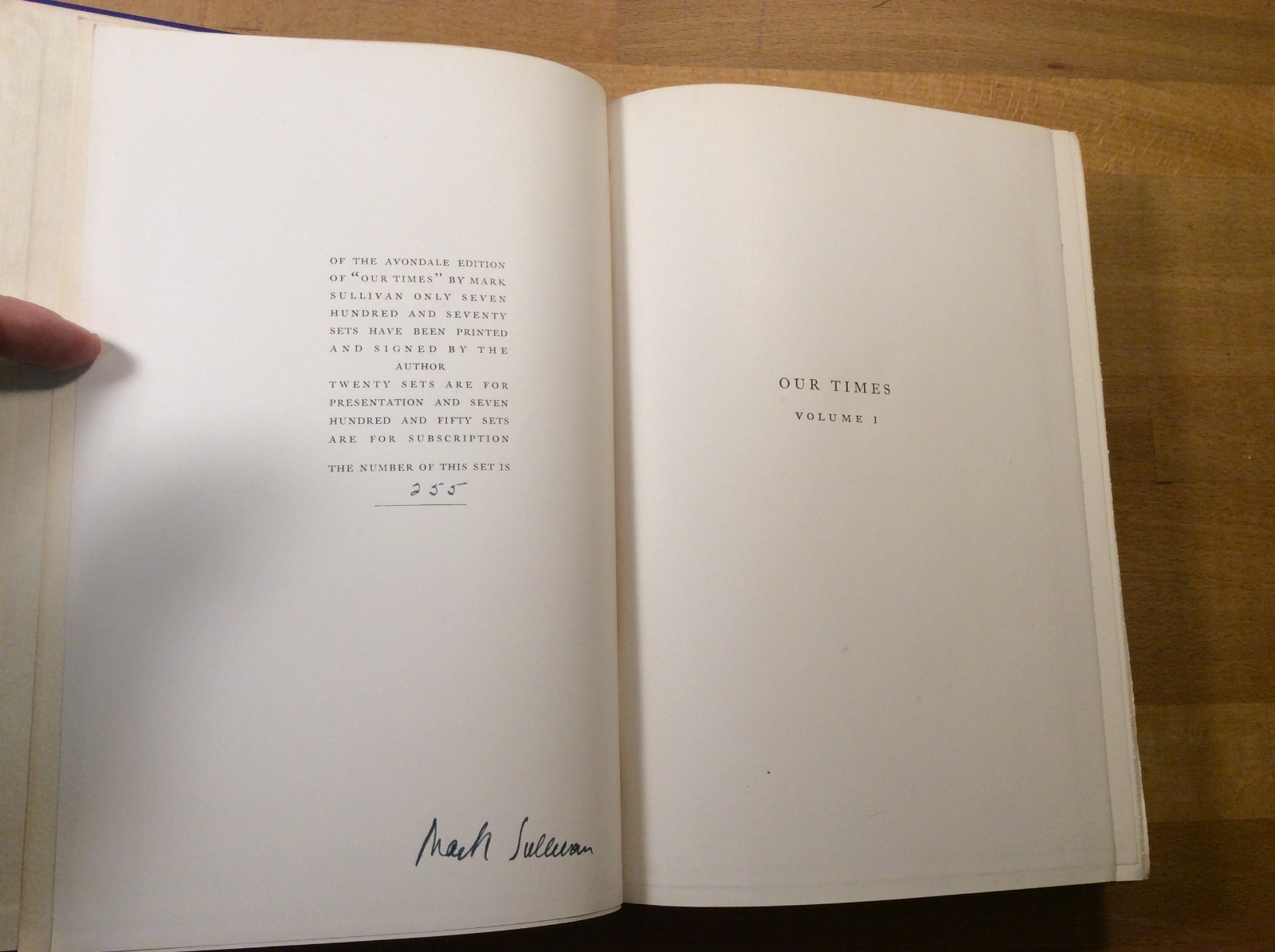 Our Times, 6 Volume Hardcove Set, SIGNED Mark Sullivan, Limited Numbered Edition