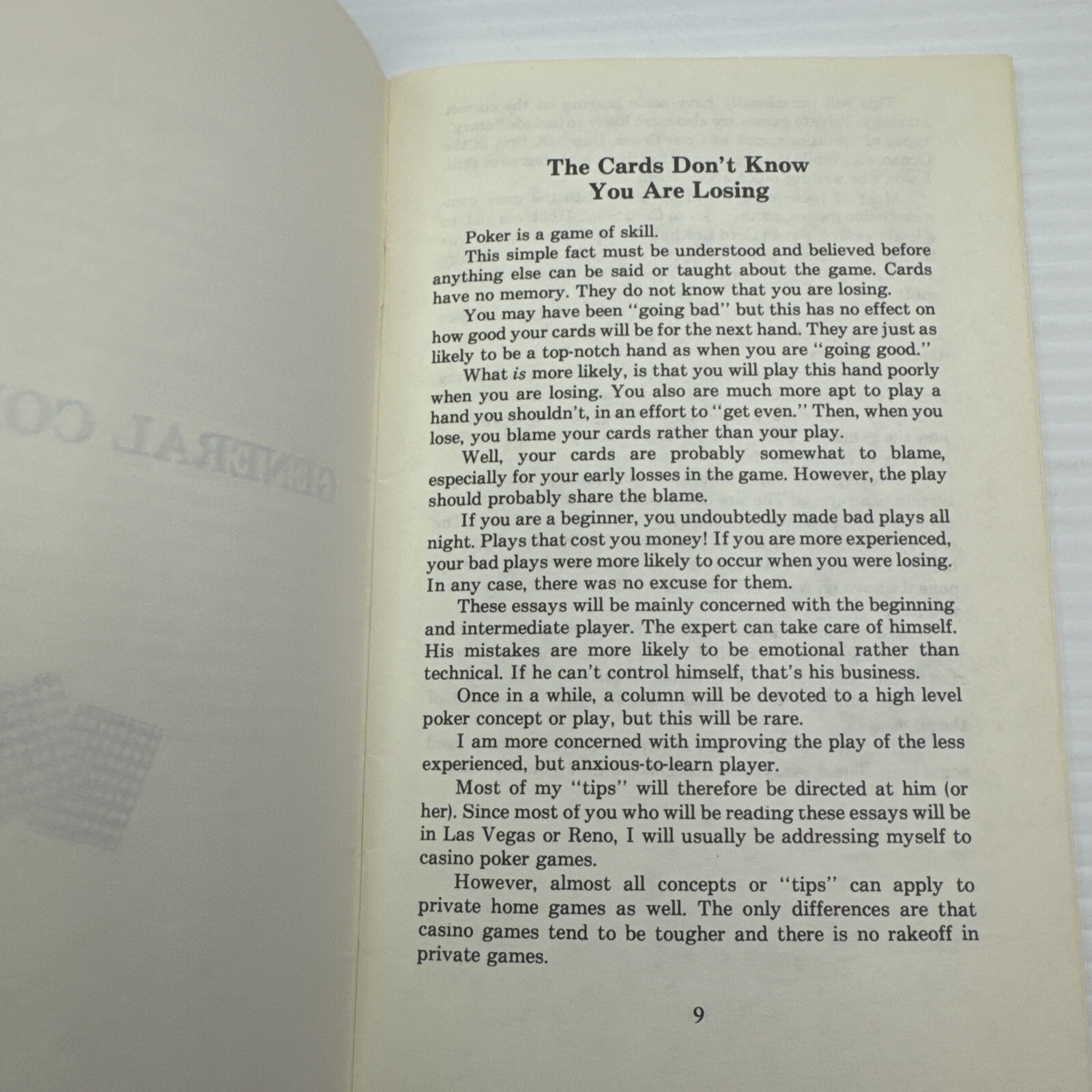 David Sklansky’s Essays on Poker 1981 Booklet GBC Press