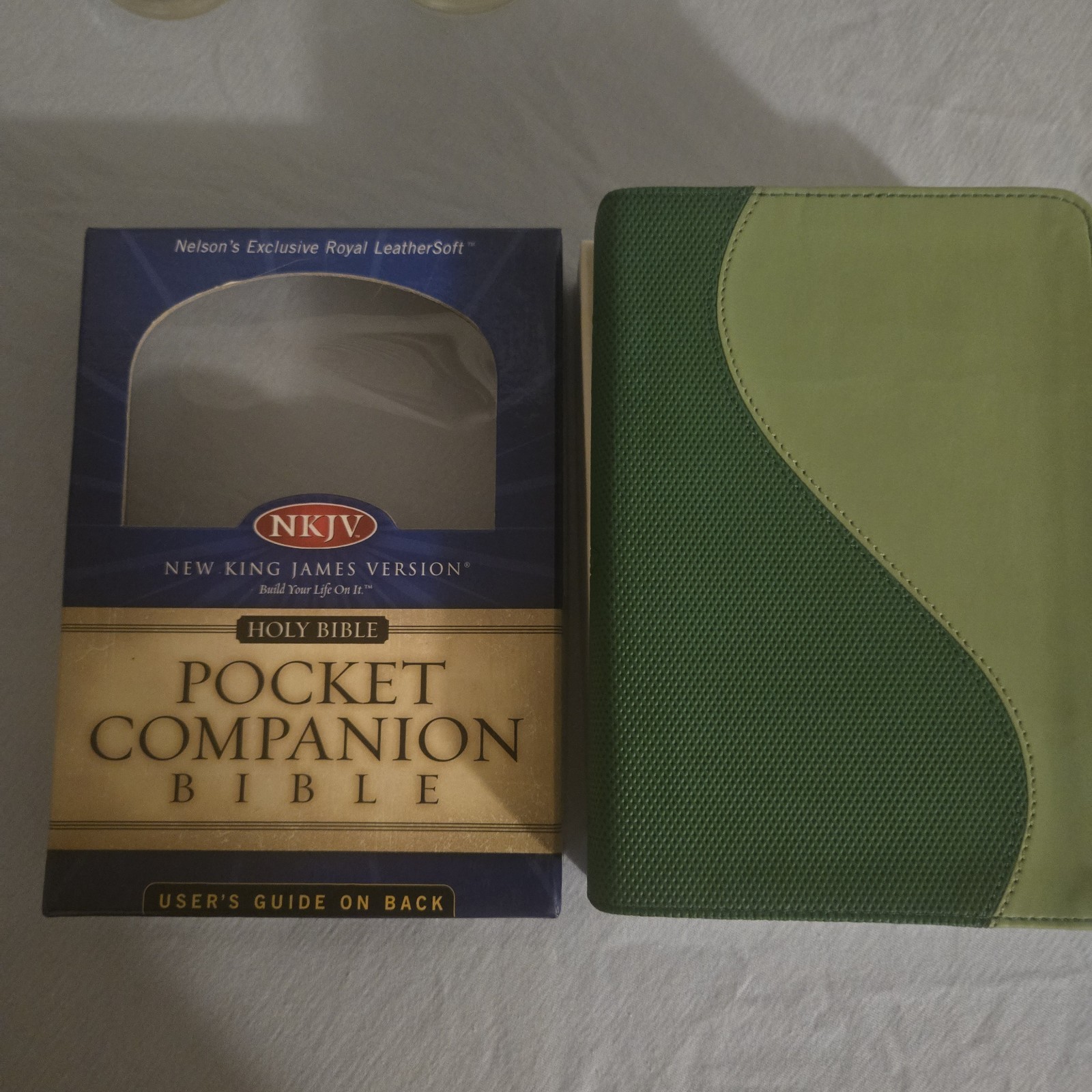 Thomas Nelson NKJV Pocket Companion Bible Green LeatherSoft Faux Leather Bound