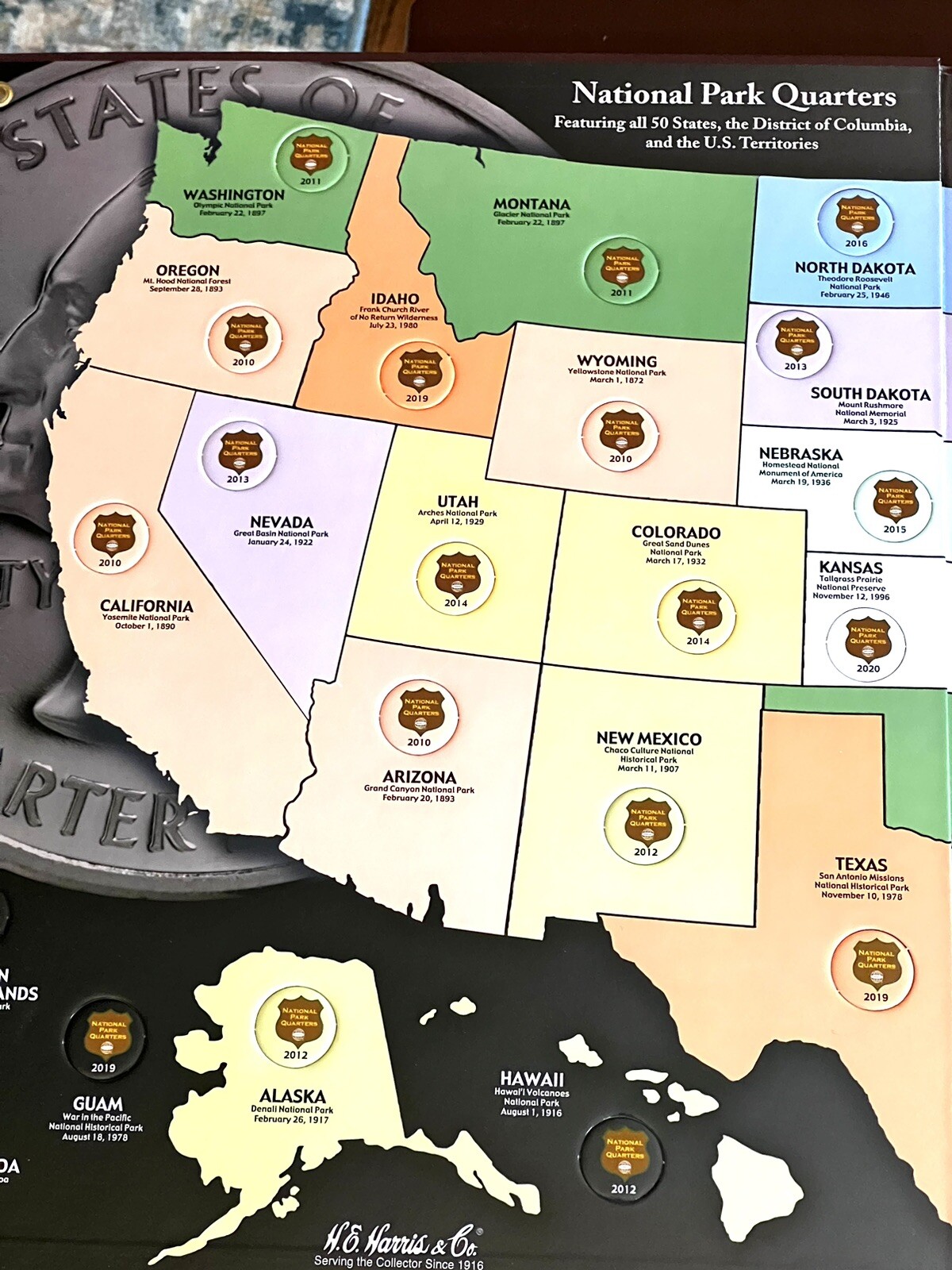 National Park Quarter Collector’s Map-Whitman Publishing-Quarters Not Included*
