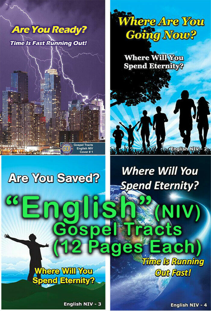 ENGLISH(NIV) Gospel Tracts in 4 Pack of 40 units in 4 Covers, 12 Pages Each