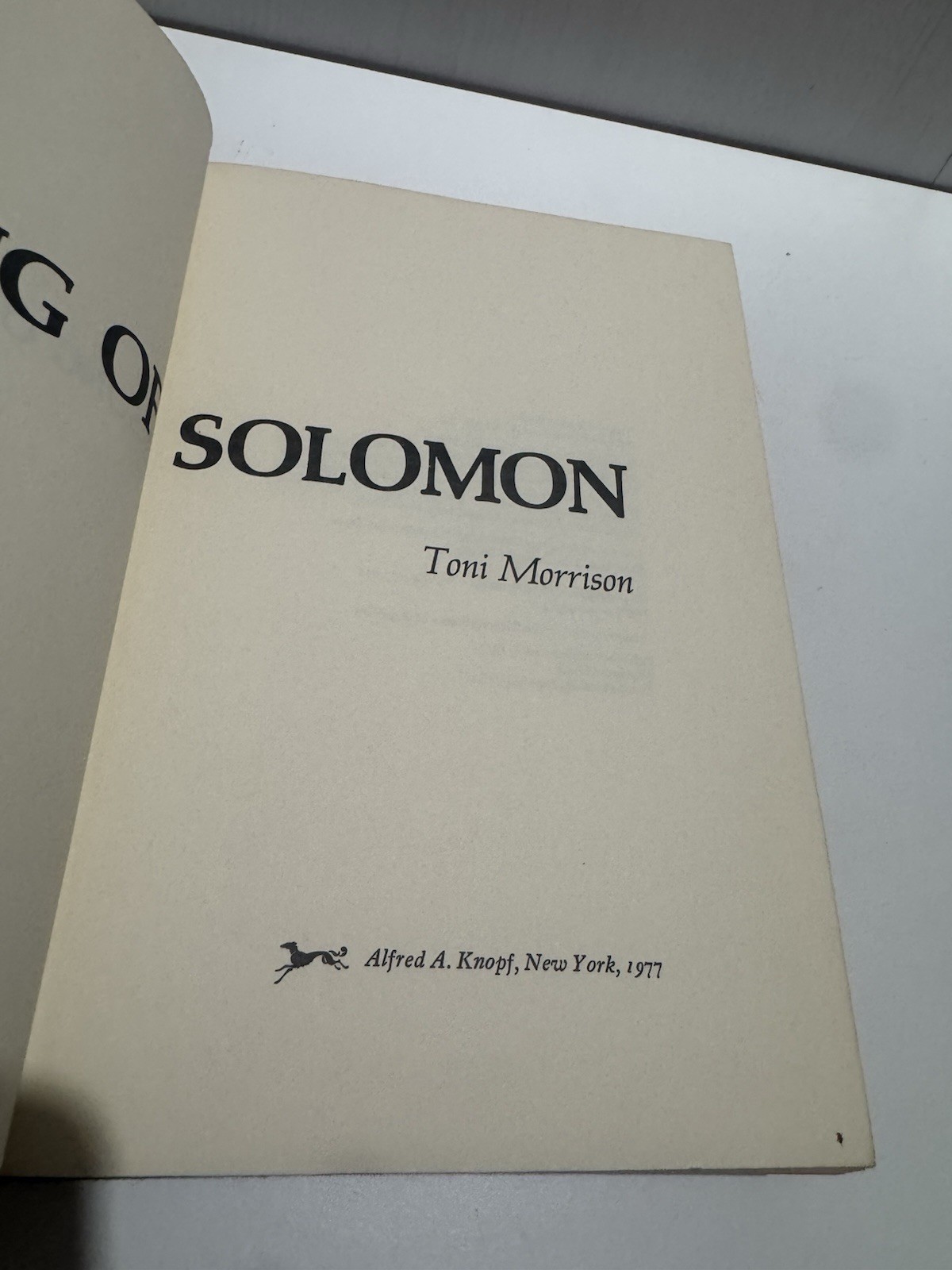 Song of Solomon by Toni Morrison HCDJ 1977 3rd printing Novel GC