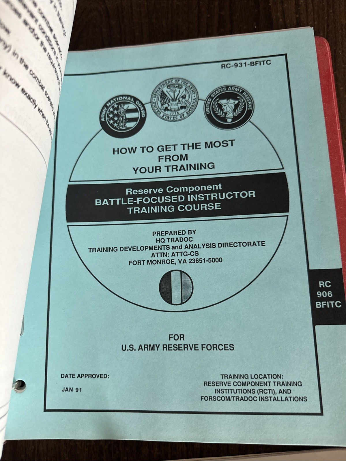 COMPLETE SET Reserve Component Instructor Training Course Loose Leaf Lot