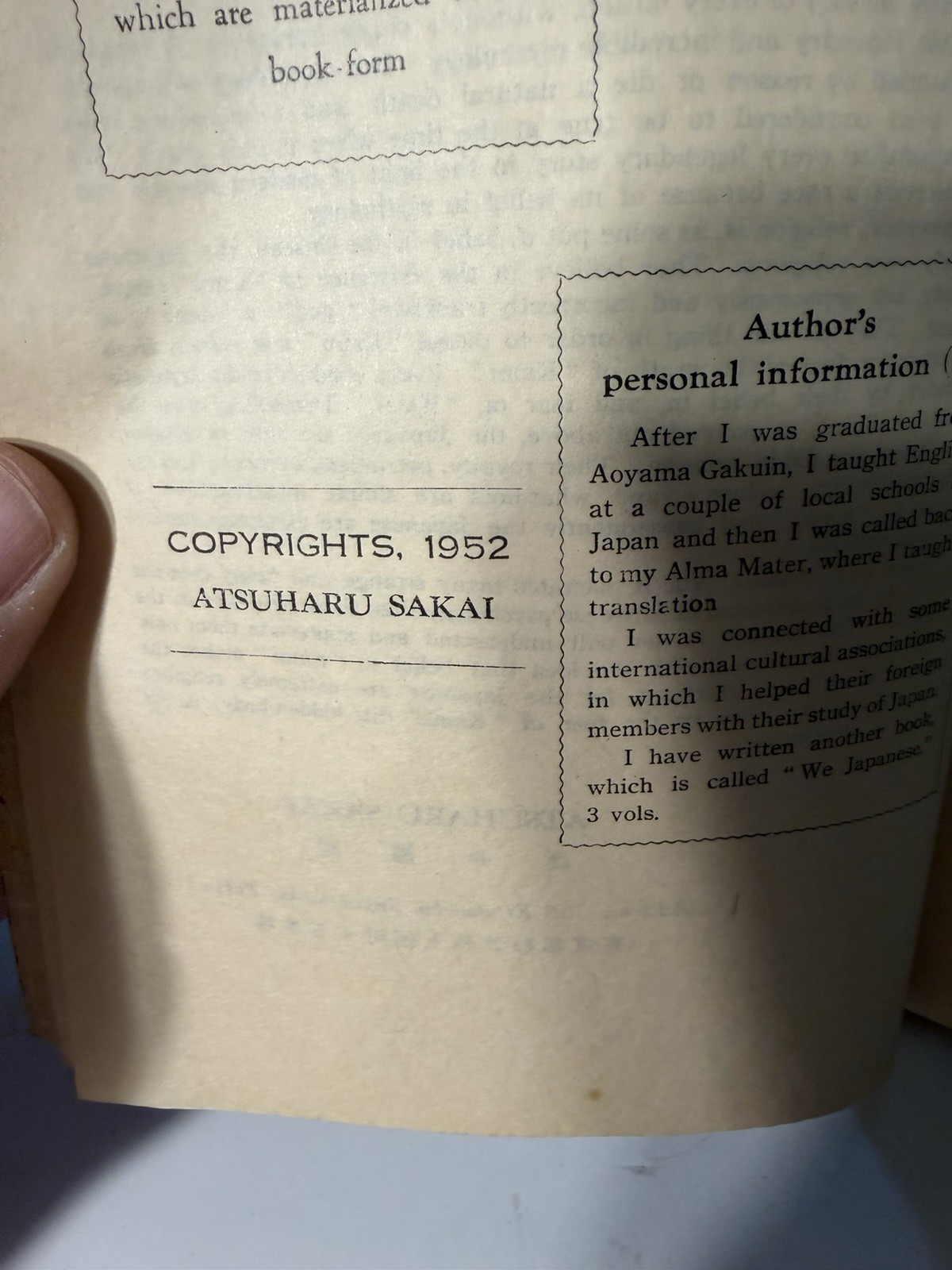 Japan in a Nutshell Vol II Hardcover Signed/Inscribed Atsuharu Sakai 1952