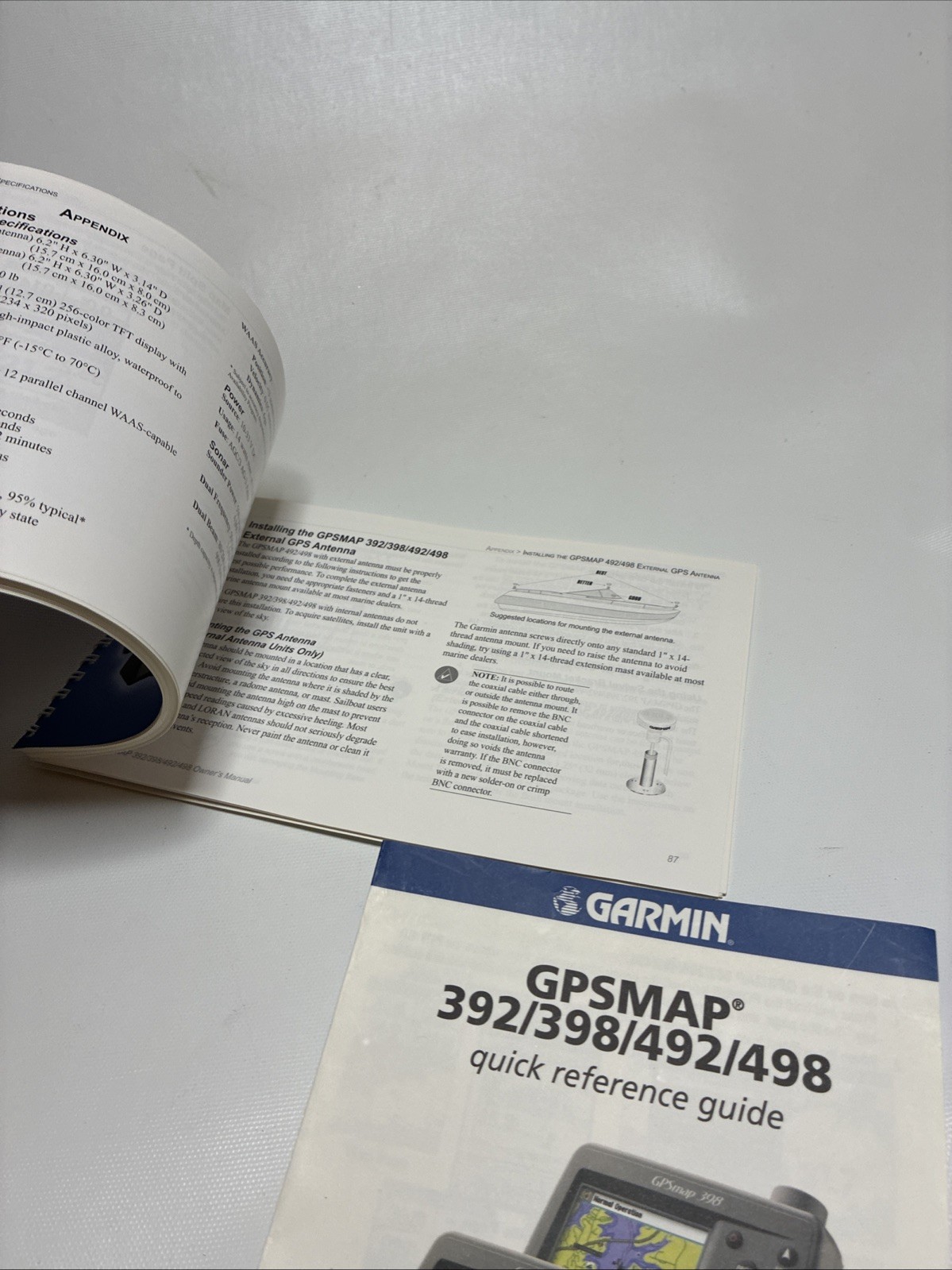 Garmin GPSMAP 392/398 492/498 Owners Manual: 111 Pages Black and White