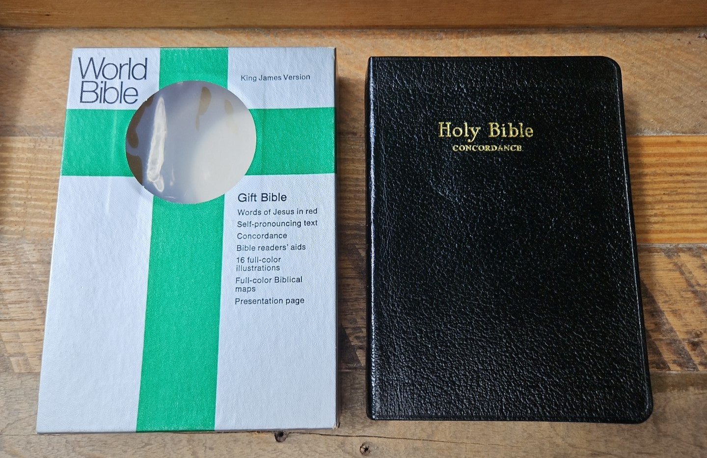 RARE Boxed KJV World Gift Bible Red Letter Black Genuine Leather World VG!
