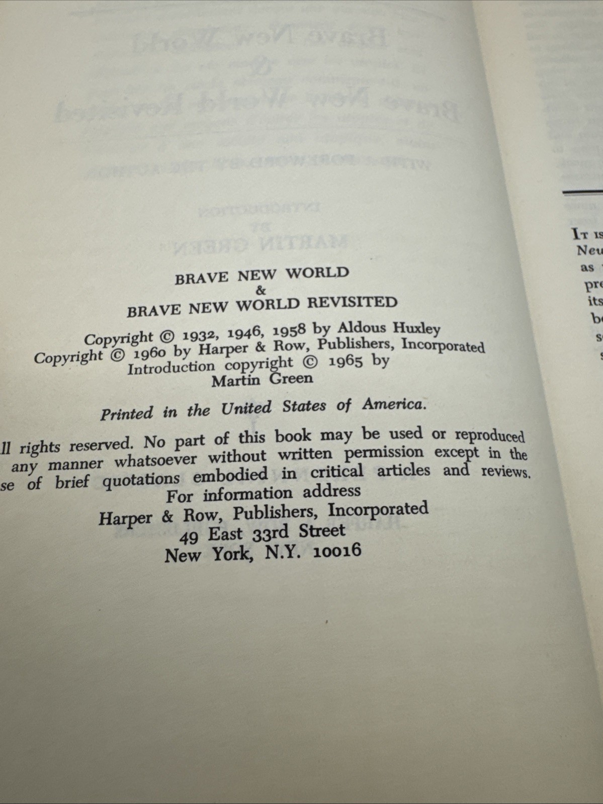 Brave New World & Brave New World Revisited by Aldous Huxley (1965, Hardcover)