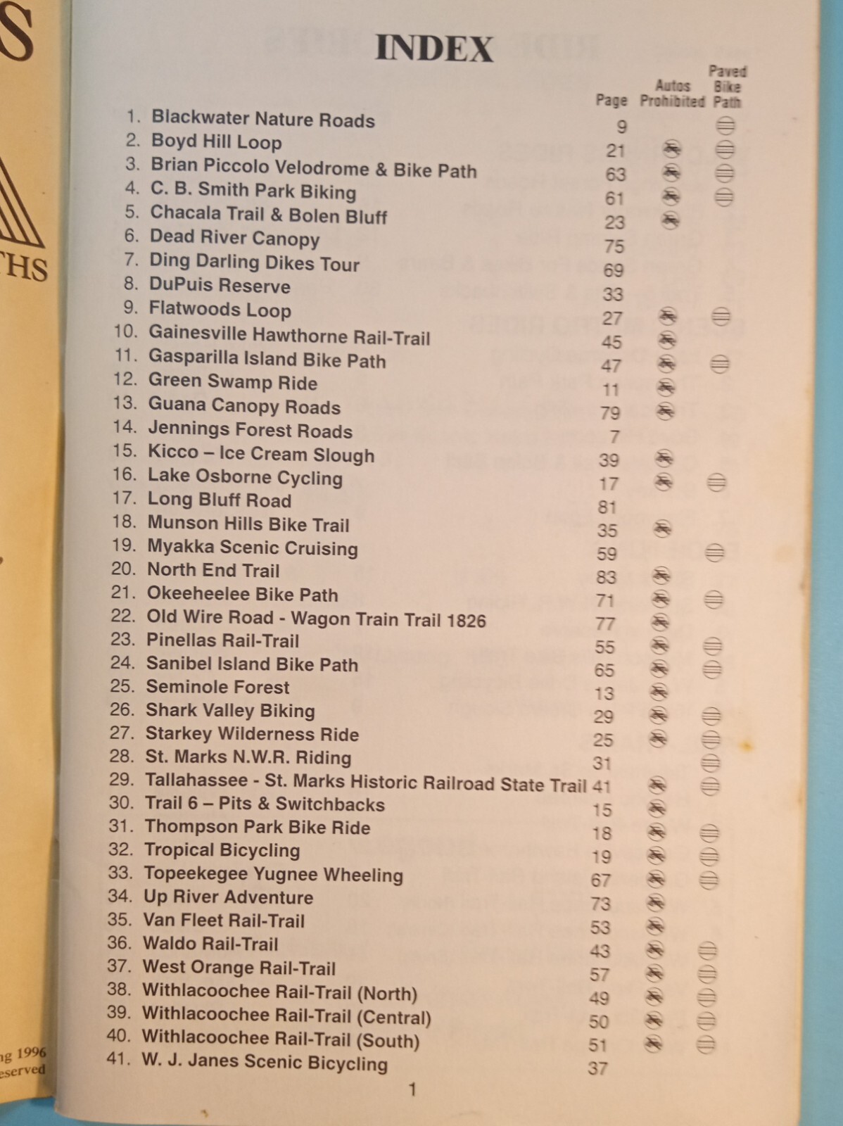 Florida Rail-Trail Bicycling Book. VGT 1994. Joan Scalpore. 84 Pages.