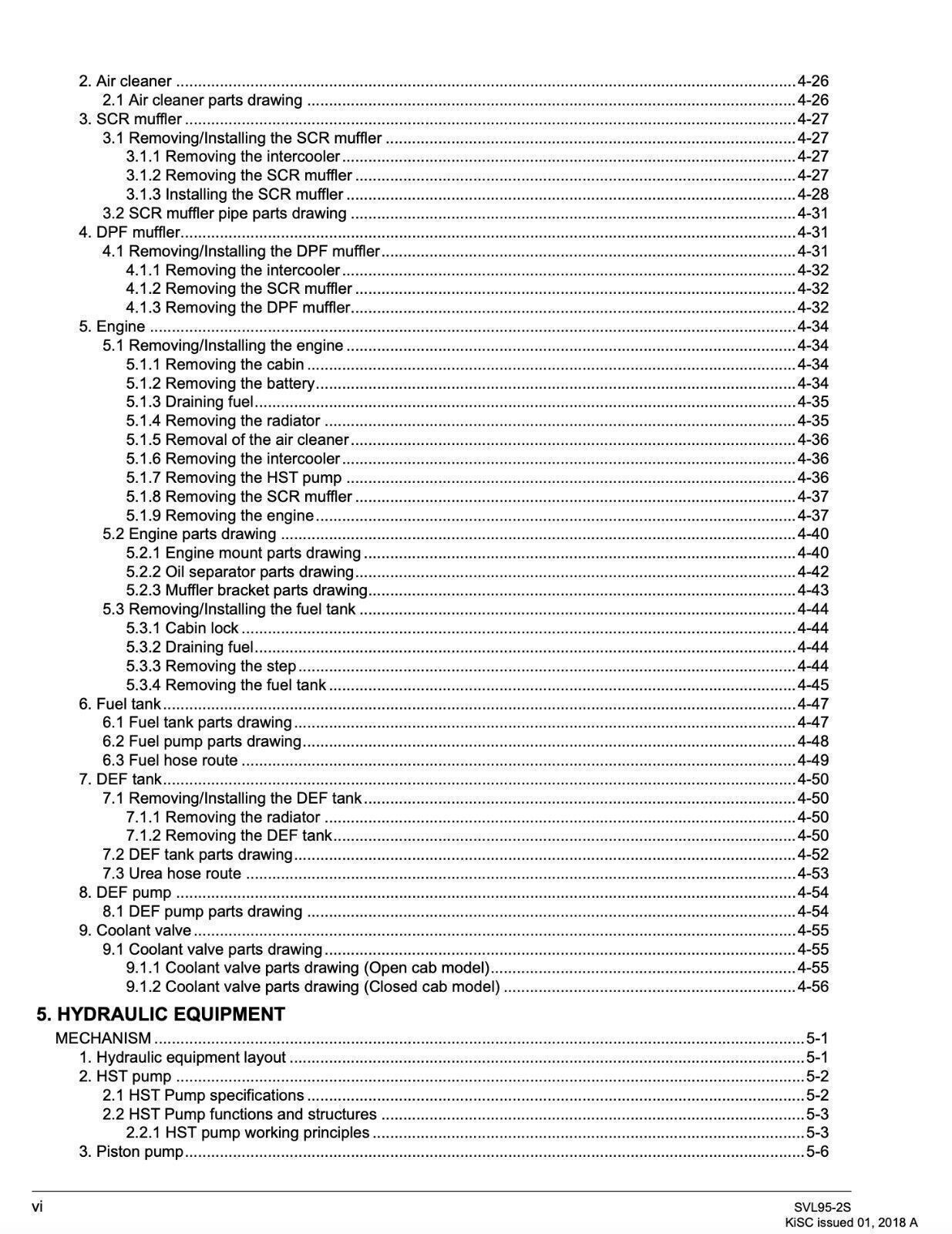 KUBOTA SVL95-2 COMPACT TRACK LOADER WORKSHOP MANUAL, LOOP CLOSURE – XL FOLDOUTS!