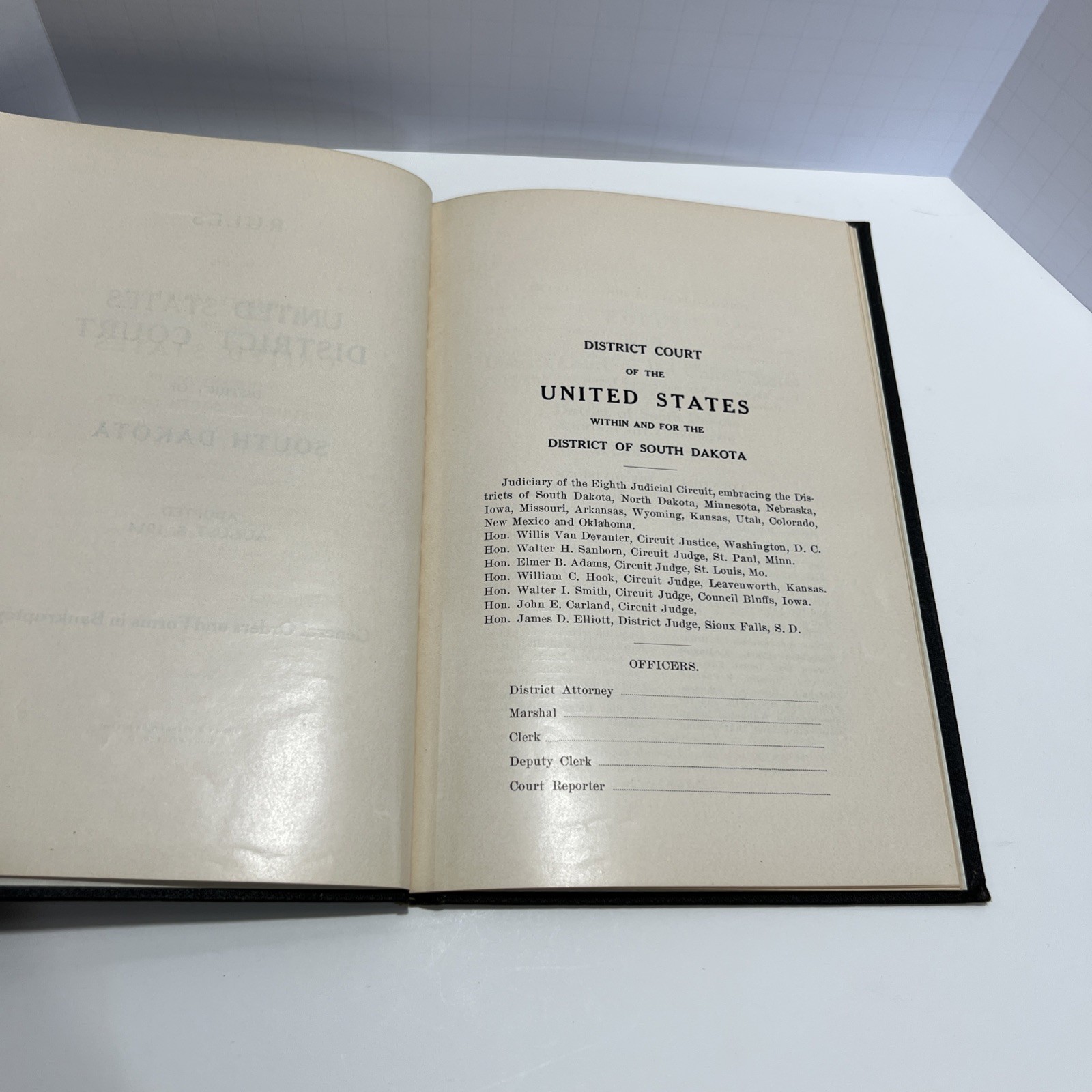 Antique Law Book: Rules of the of the United States District of South Dakota1914