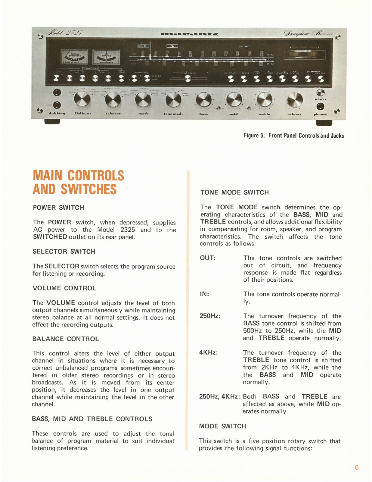 MARANTZ 2325 Receiver Instruction Manual COLOR – CLOSURE – JACKET – XL FOLDOUTS!
