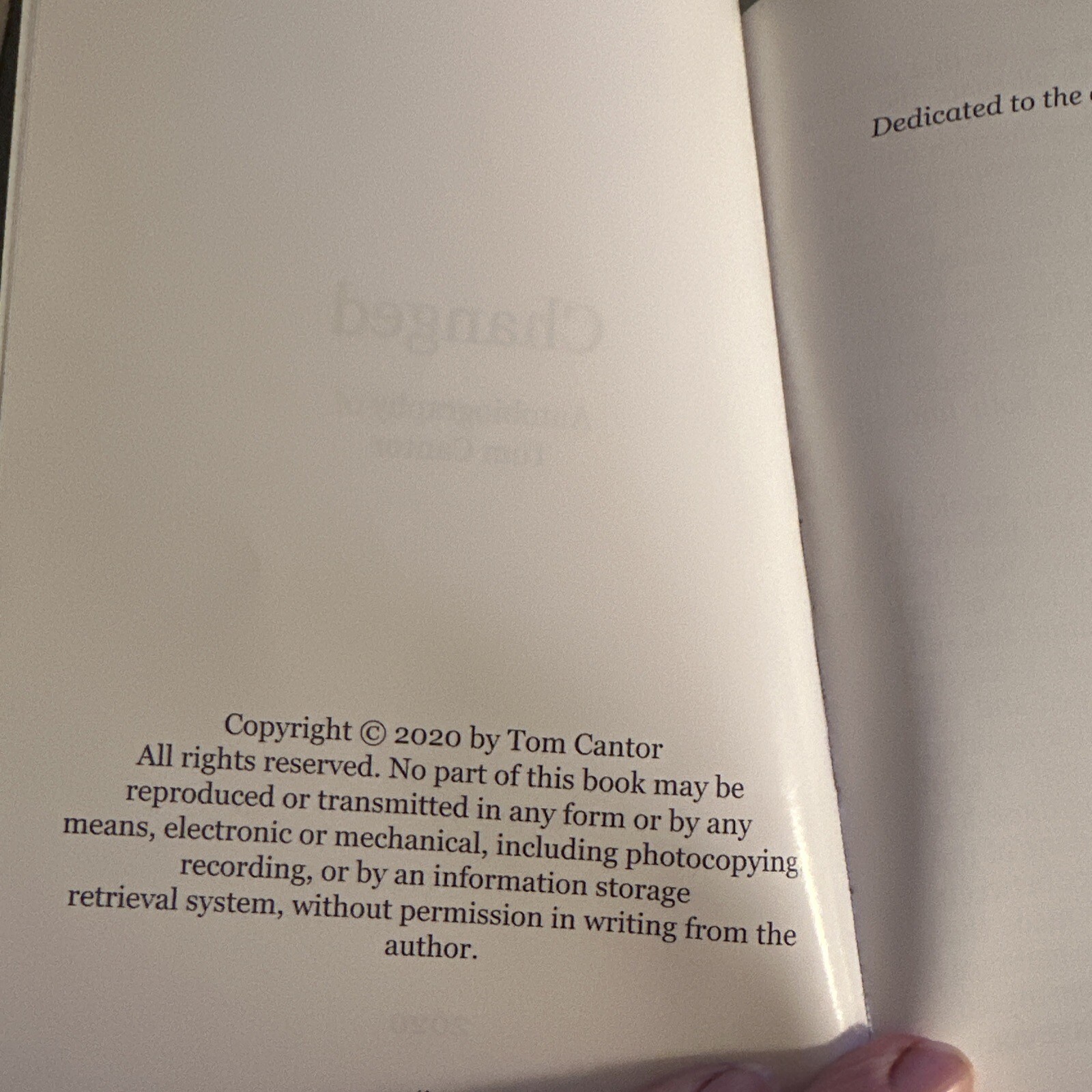 Changed by Tom Cantor Paperback 84 Pages