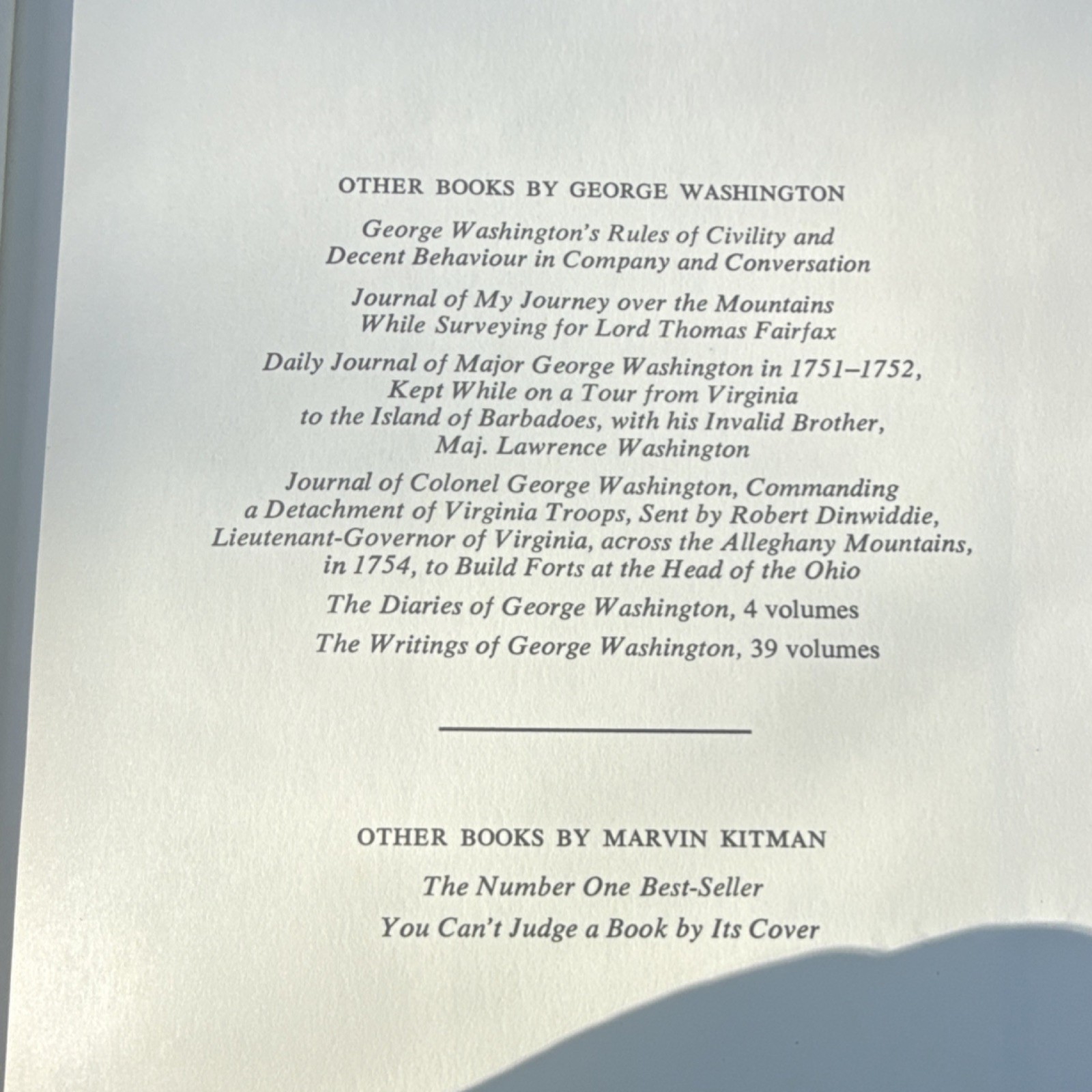 Simon and Schuster George Washington’s Expense Account Hardcover 1970