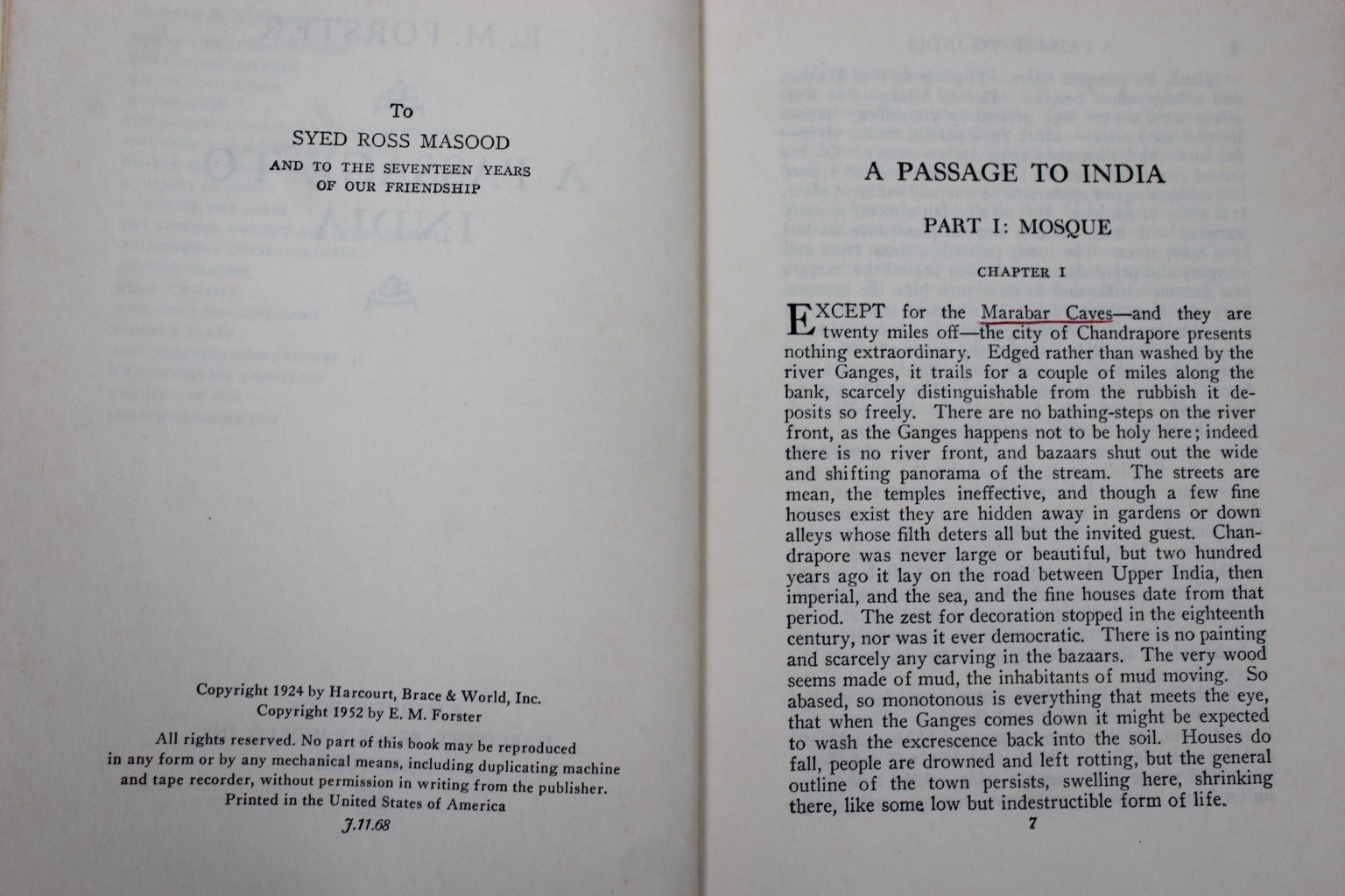 A Passage to India E. M. Forster 1968 Harvest Book Classic Novel Harcourt PB
