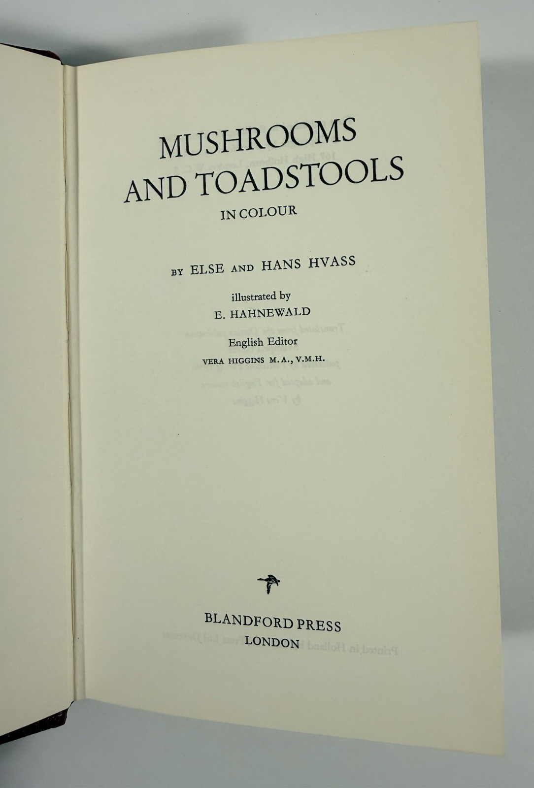 1961 Mushrooms Toadstools in Colour Blandford First Edition Dust Jacket Hvass
