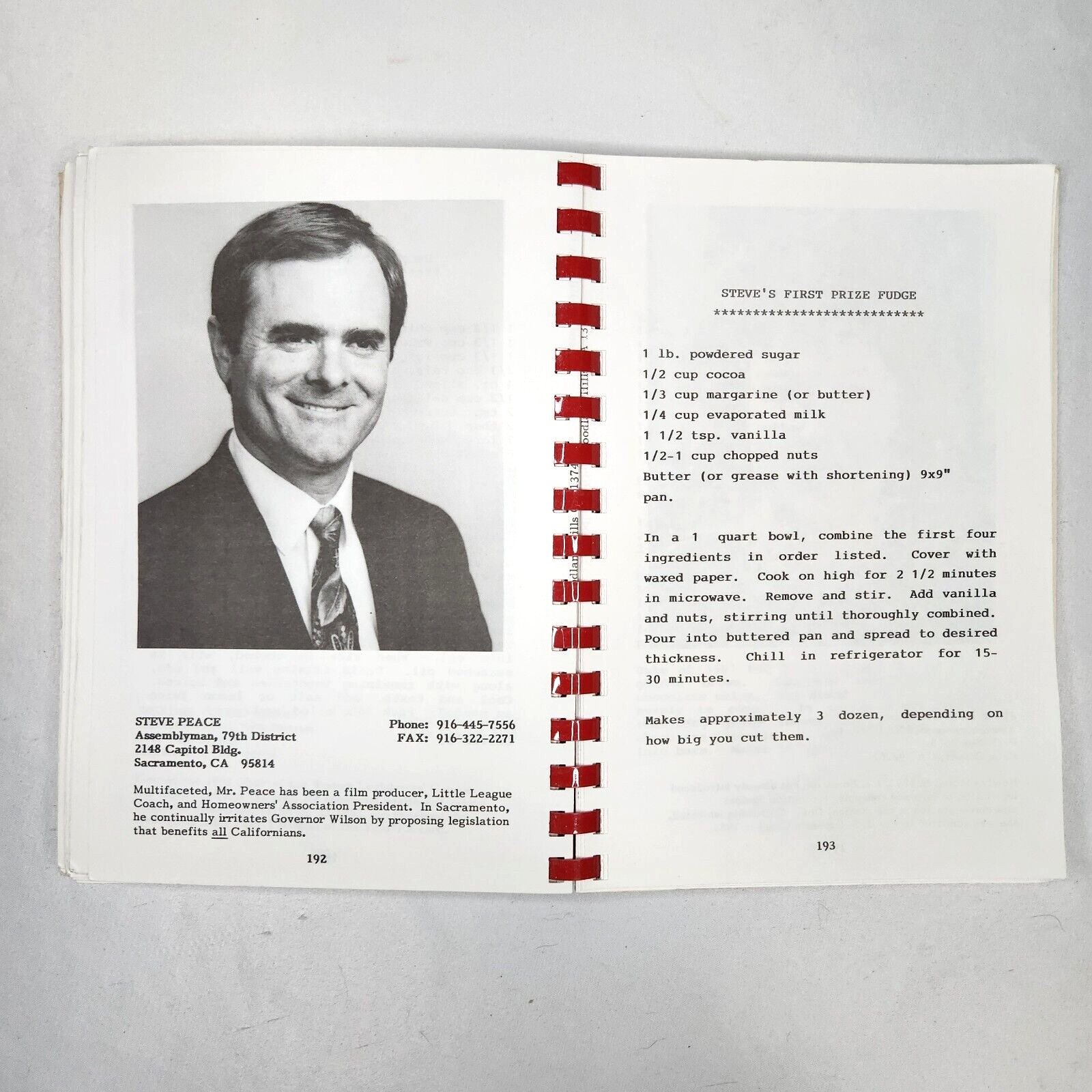 Vtg 1993 Democratic Clubs United Taste of California Recipe Book 210 Pages