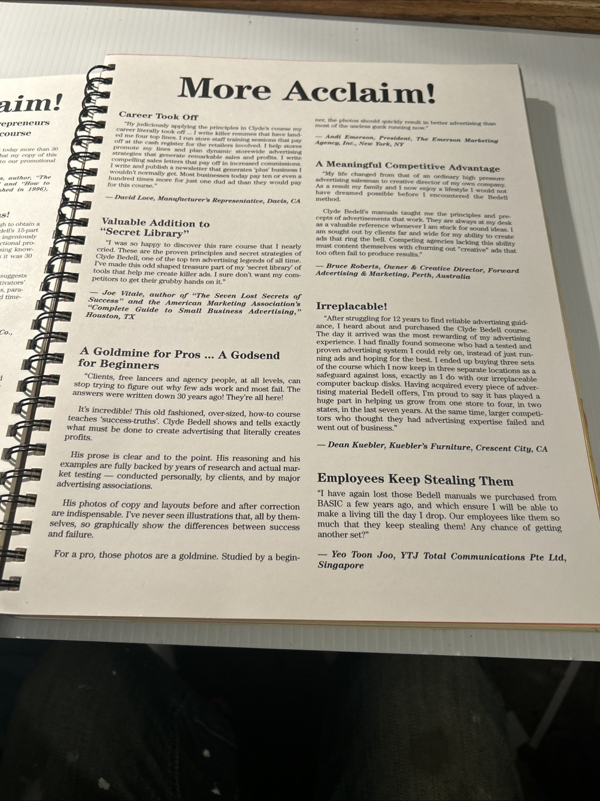 ADVERTISING MASTERY by Clyde Bedell – C. 1996 Lrg. Format – Spiral Bound RARE!!!