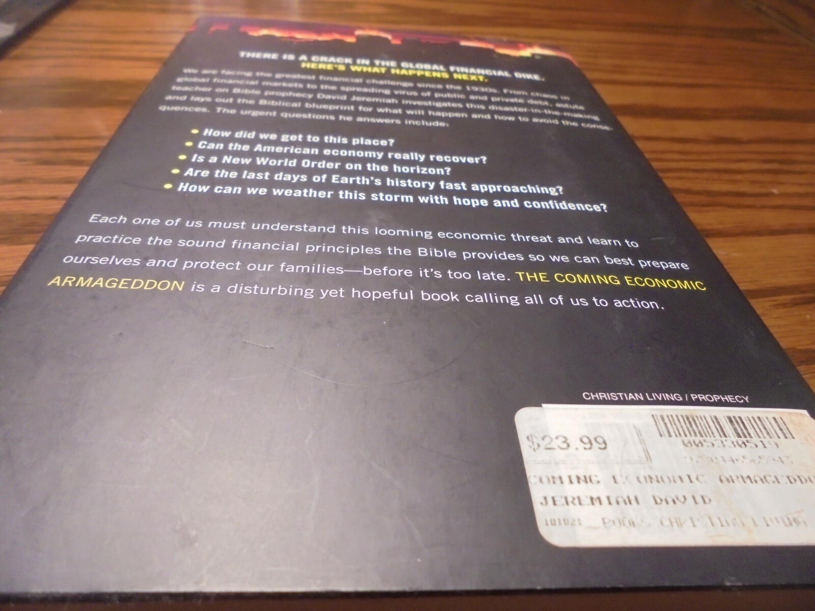 „The Coming Economic Armageddon“ By Dr. David Jeremiah Hardcover-DJ 2010 L26
