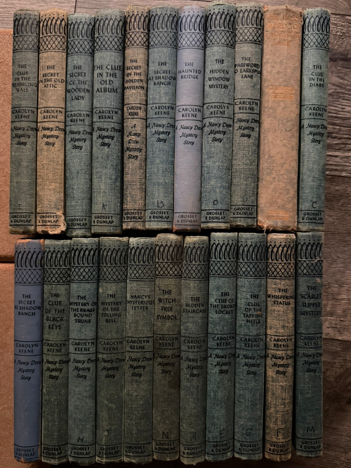 NANCY DREW MYSTERY STORY Book Hardcover 22pc Lot Blue Tweed Carolyn Keene