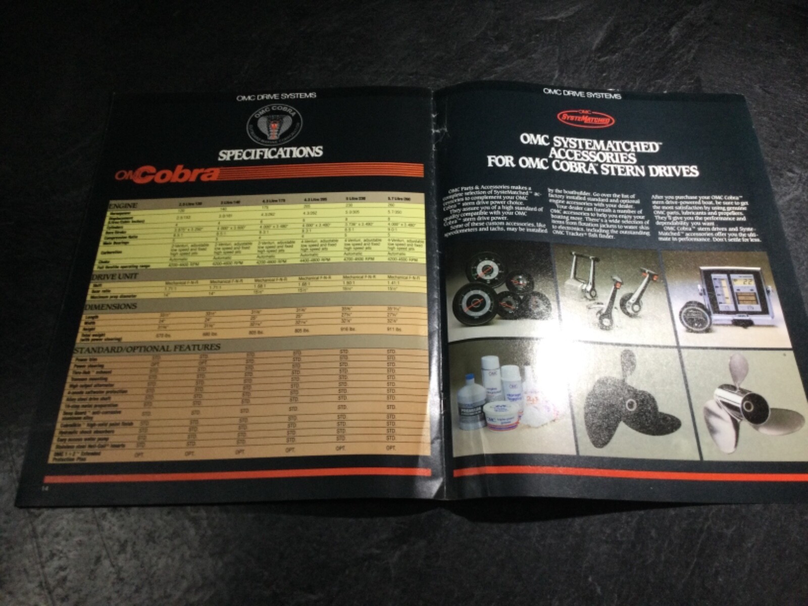 1985 OMC Cobra Stern drive Brochure Catalog 2.5L 3.0L 4.3L 5.0L 5.7L V8 4 cyl V6