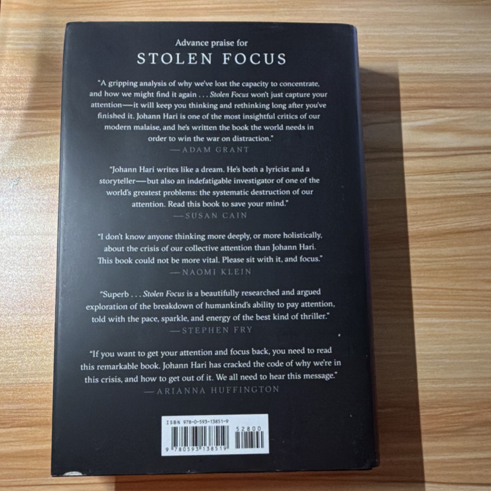 Johann Hari Stolen Focus Why You Can’t Pay Attention Think Deeply Hardcover 2022