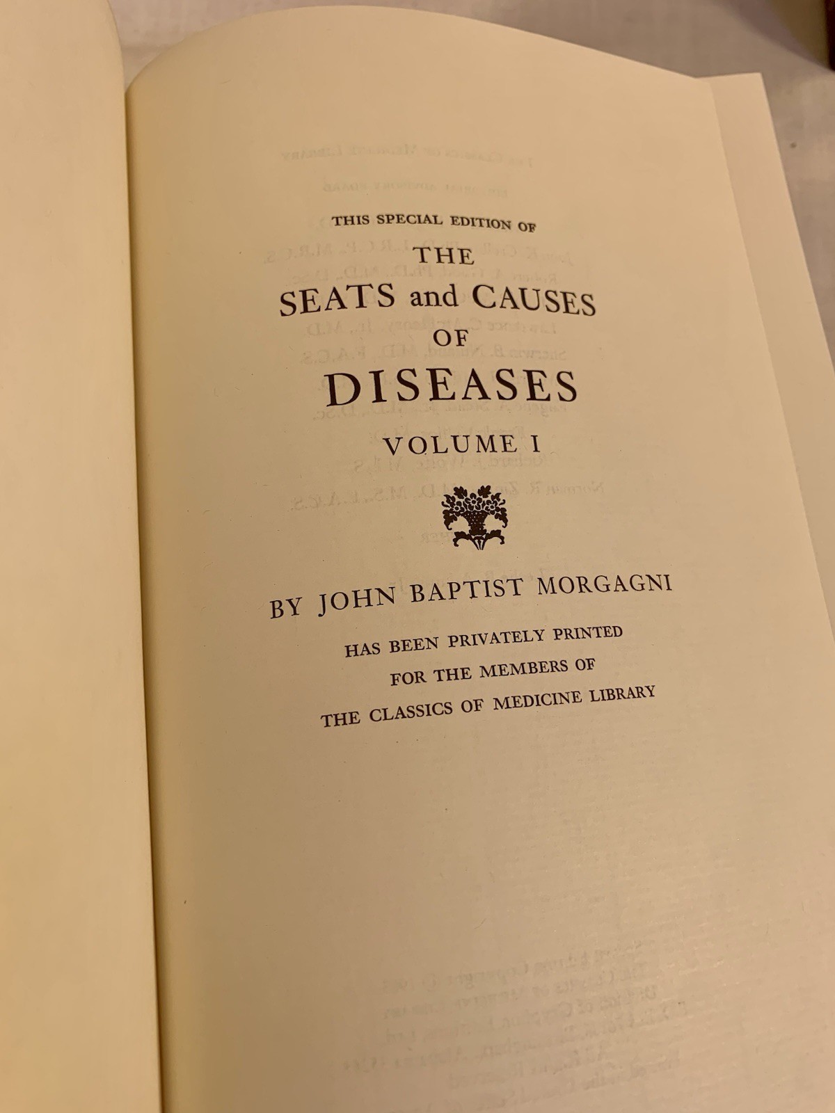 Morgagni SEATS & CAUSES OF DISEASES VOL 1 2 3 Classic of Medicine 1983 Near Mint