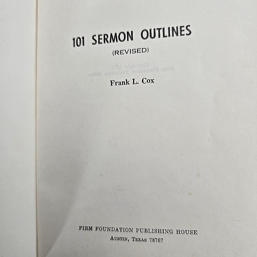 Vintage 101 Sermon Outlines Frank Cox HC 1971 Preaching Christian Book Vintage