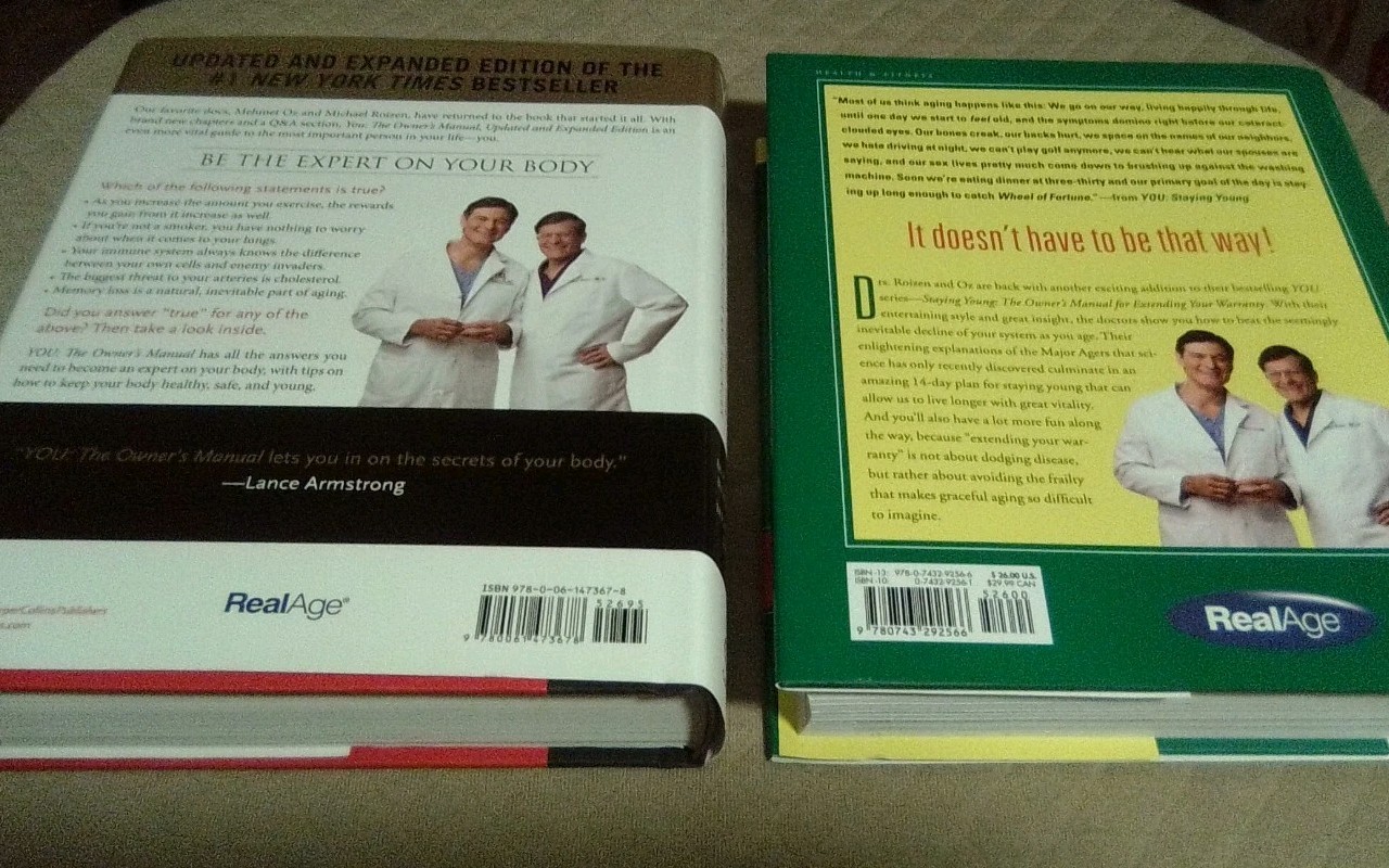 YOU: The Owner’s Manual; UPDATED & EXPANDED_; Staying Young, /HC Books 2pc LOT