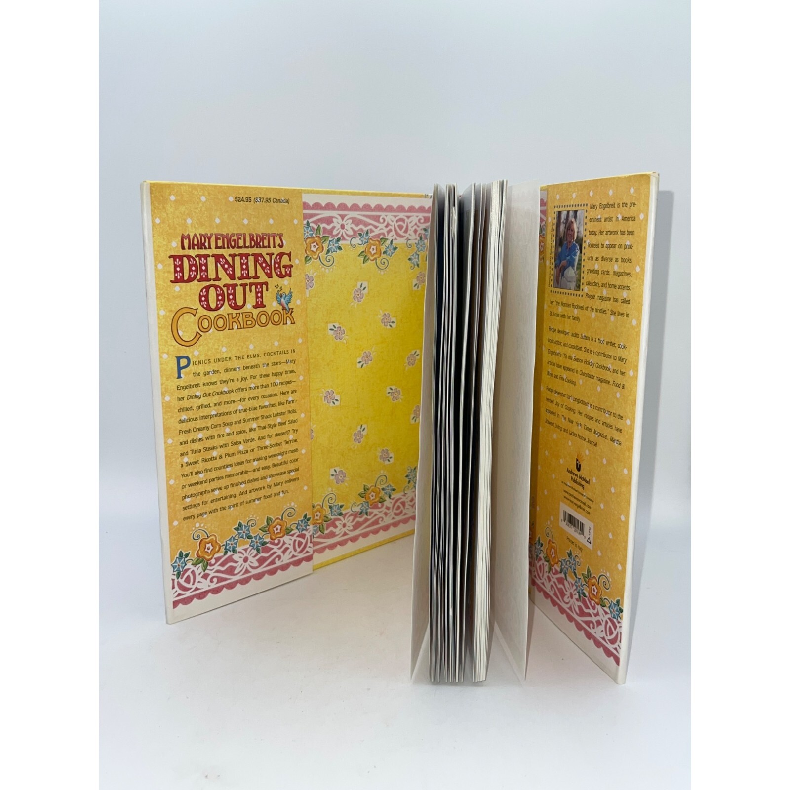 Mary Englebreit dining out cookbook 10.25×10.25×0.75
