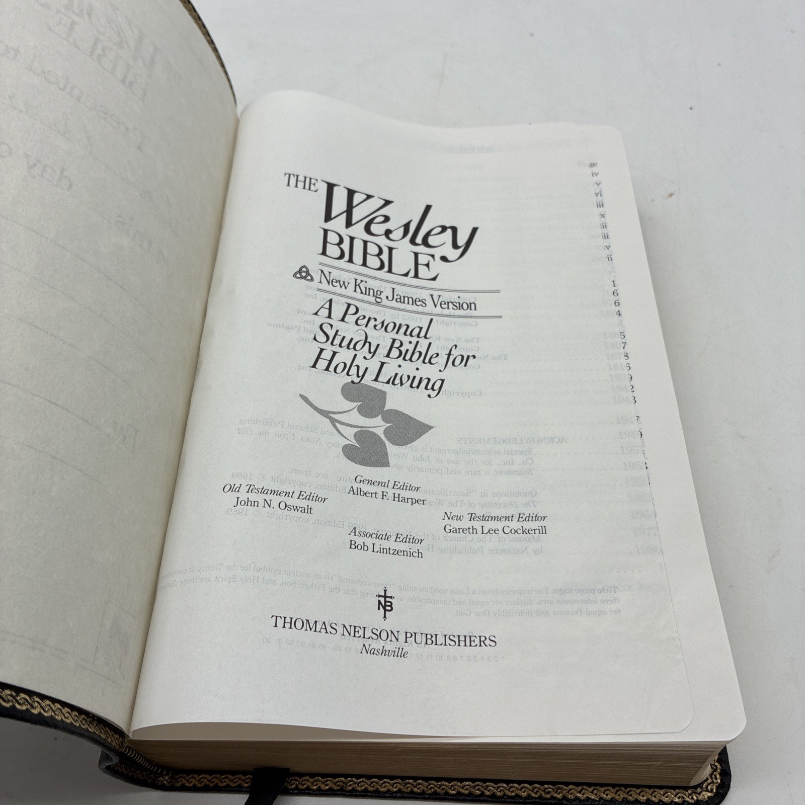 Rare! Nelson 1990 The Wesley Bible NKJV Personal Study Bible Genuine Leather 986
