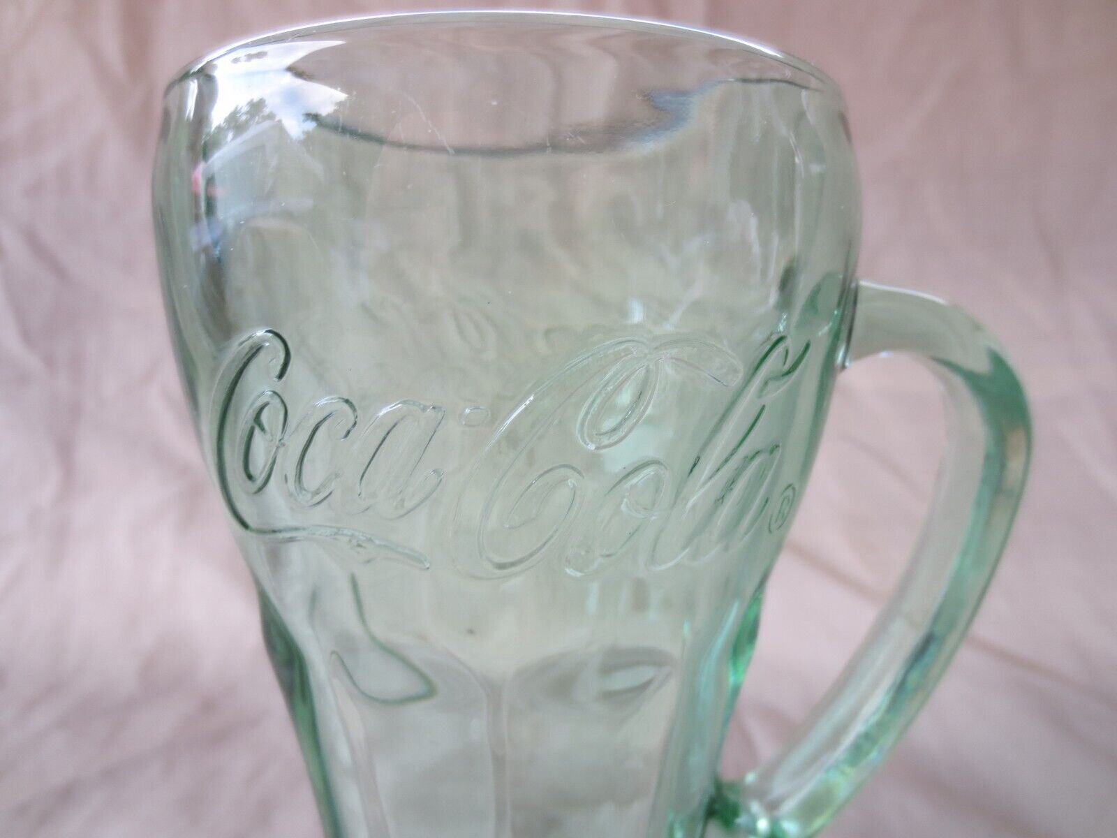 Vintage Libbey Green Coca-Cola (Coke) Thick Heavy Glass Mug w/ Handle 14 oz