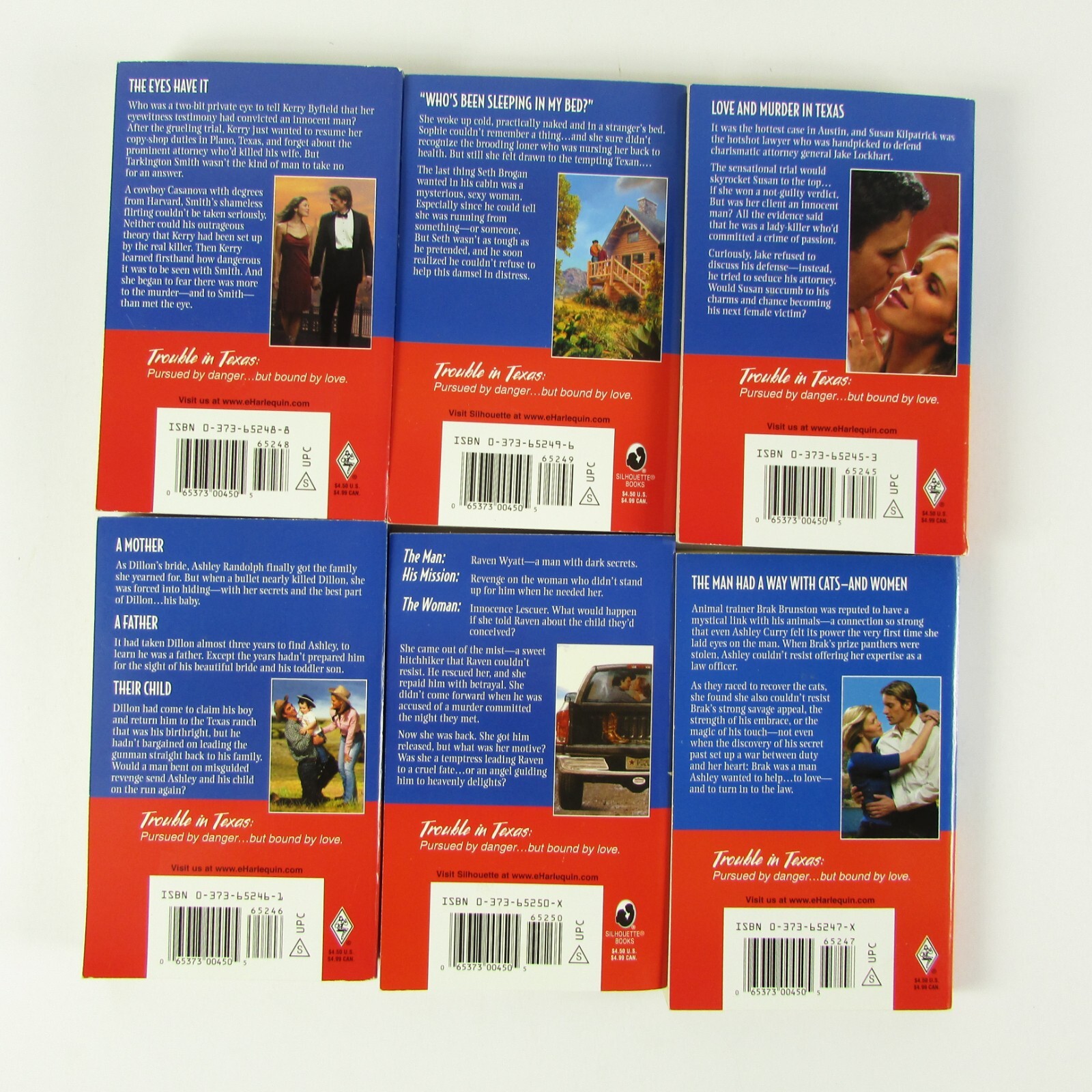 Lot of 6 Vintage Texas Love Stories Trouble In Texas Paperback Books