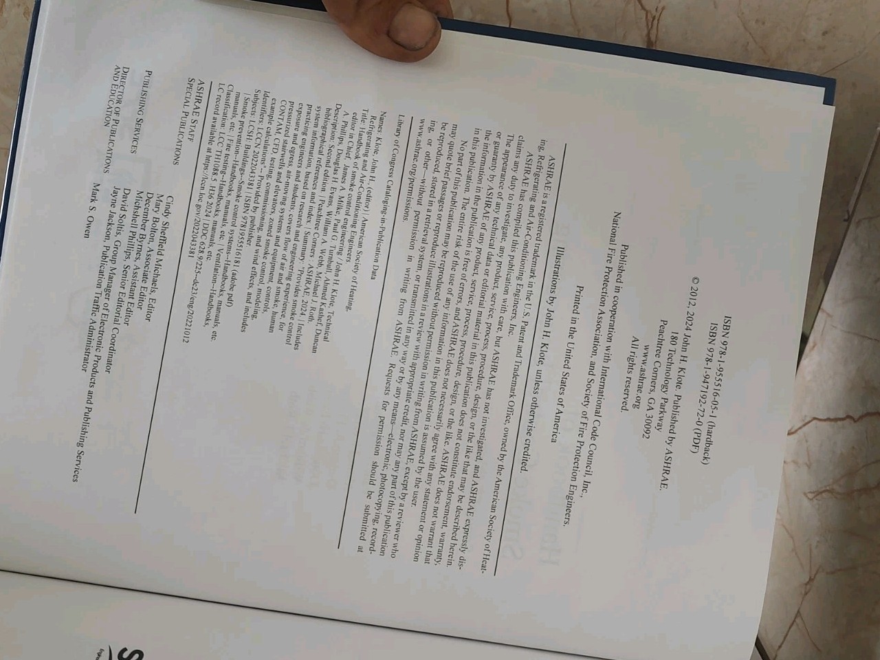 HANDBOOK OF SMOKE CONTROL ENGINEERING, SECOND ED ASHRAE NFPA ICC SFPE Harcover
