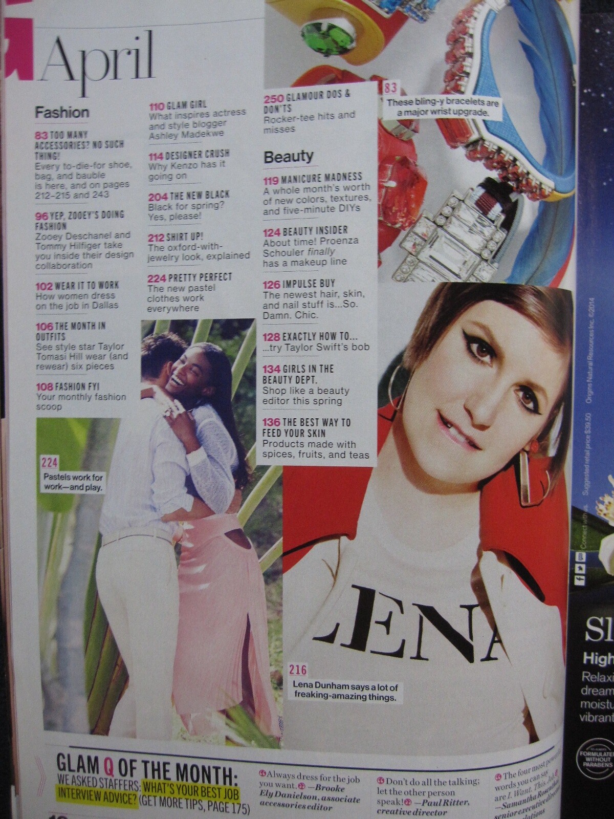 Glamour Magazine April 2014 Lena Dunham