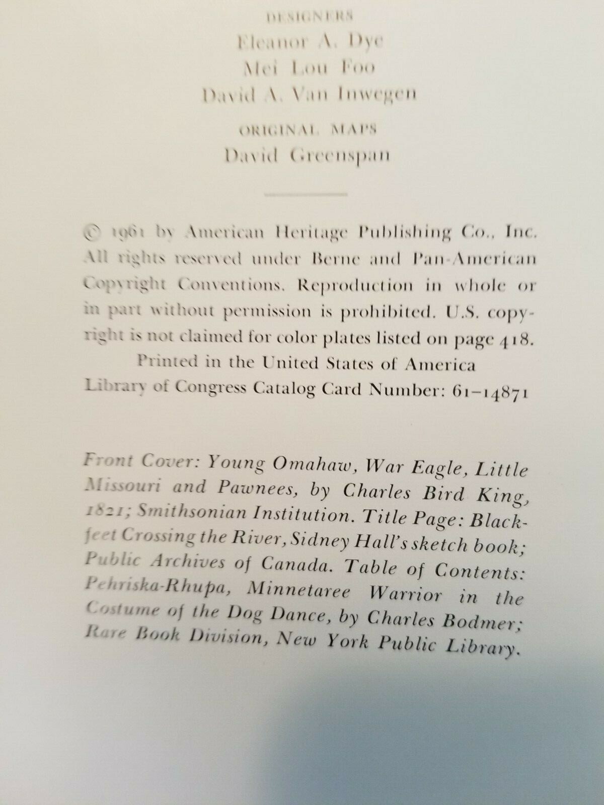 The American Heritage Book of Indians / Hardcover / 1961 1st.ED. / 424 Pages