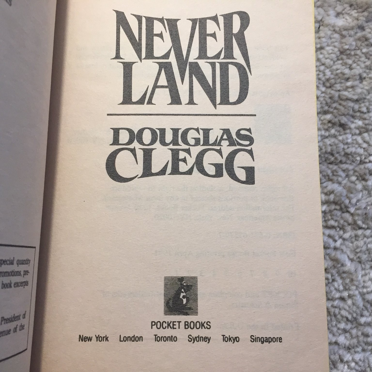 Neverland Douglas Clegg 1991 Pocket Books Coming Of Age Southern Gothic Horror