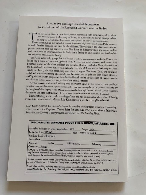THE PLEASING HOUR – ADVANCE READING COPY BY LILY KING