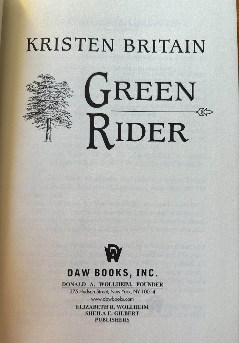 Green Rider by Kristen Britain hard cover mint condition 1st edition 1999