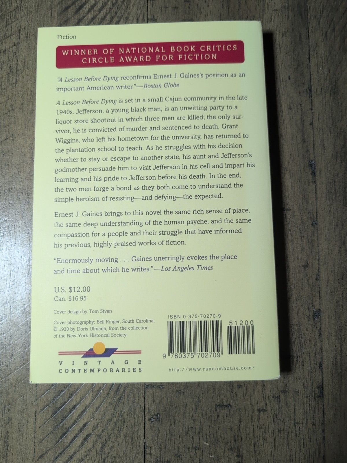 A Lesson Before Dying By Ernest J Gaines First Vintage Contemporaries Ed 1994