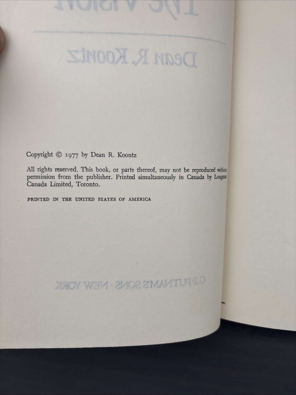 THE VISION DEAN KOONTZ 1977 1ST HCDJ
