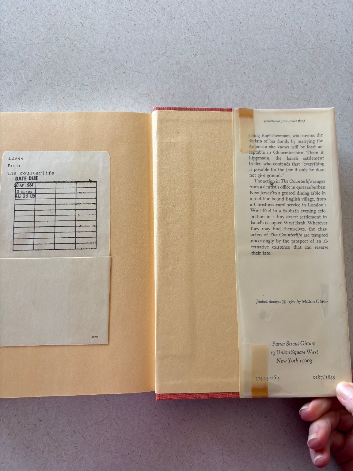 The Counterlife Philip Roth 1986 First Edition Farrar Straus Giroux Novel