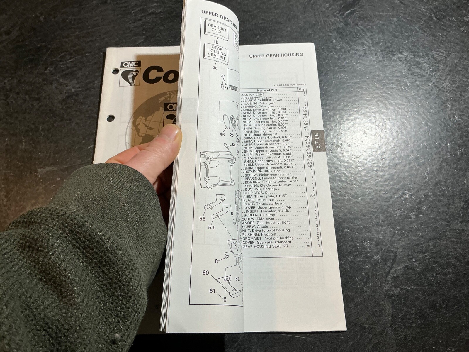 1992 OMC Cobra 5.7L L.E. 350 GM V8 AMH Stern Drive Models Parts Catalog