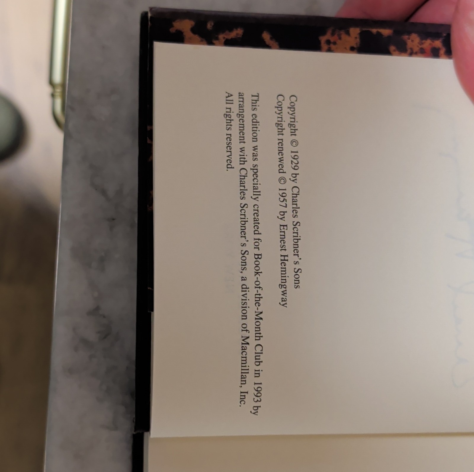 Ernest Hemingway A Farewell to Arms Hardcover Book-of-the-Month Club 1993 DJ