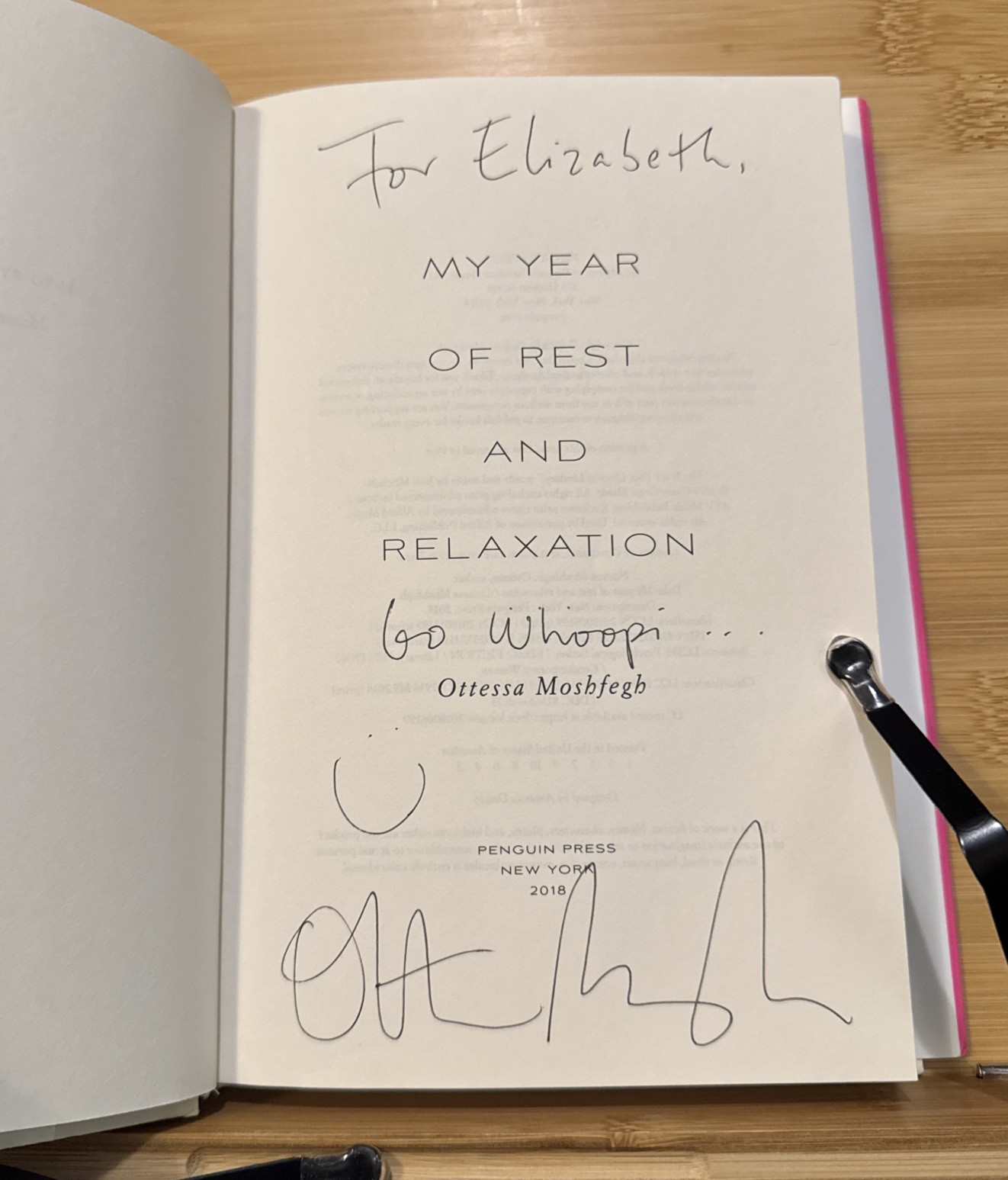 SIGNED – My Year of Rest and Relaxation – Ottessa Moshfegh – 1st/1st, Hardcover
